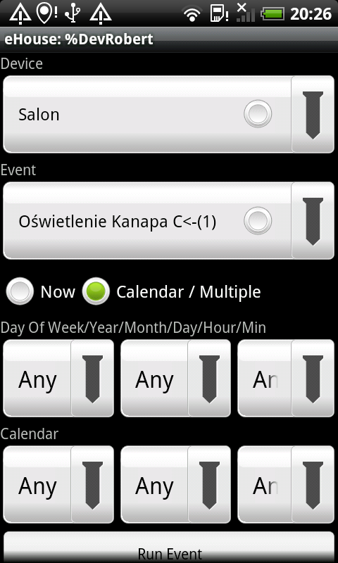  eHouse4Android - Inteligentní Home Control s operačním systémem Android ehouse formou více kalendářů a událostí 
